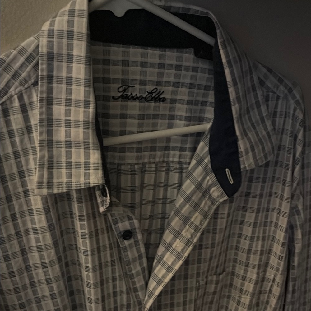 Fossil Blue and White Casual Button Down Shirt